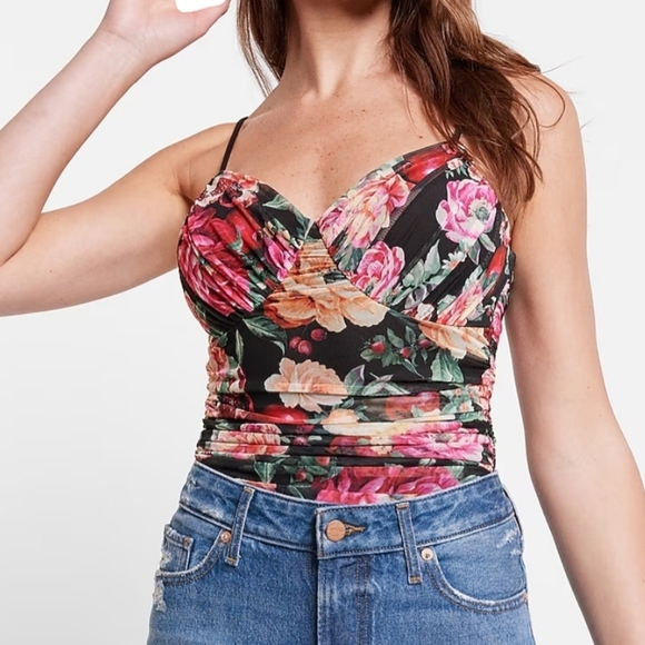 NWT Express Size XS Floral Mesh Bodysuit - Picture 8 of 11